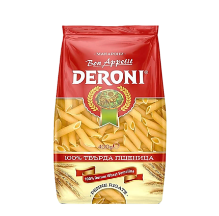 Италиански тип паста Пене Ригате Deroni в опаковка от 400 грама