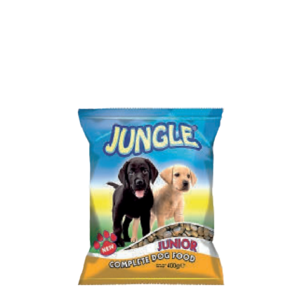 Суха храна Jungle Junior за подрастващи кучета в пакет от 400гр..