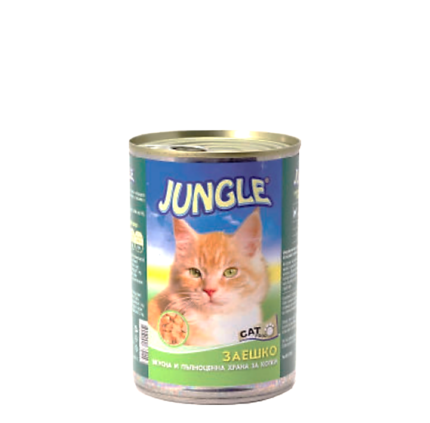 Котешко храна JUNGLE с вкус на заек в кен ot 410gr.