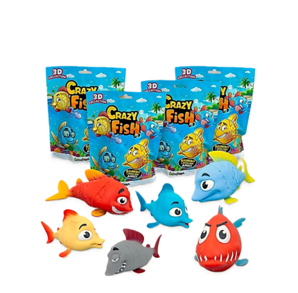 SBABAM Crazy Fish еластични цветни рибки за игра и колекциониране