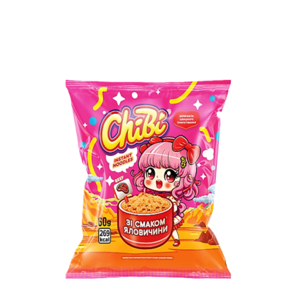 CHIBI нудели с вкус на телешко 60 г опаковка