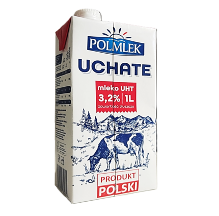 Пастьоризирано млако 3.2% в кутия от един литър на полската фирма ПОЛМЛЕК