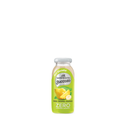 Стъклена бутилка от 200мл Сан Бенедето Сукозо Круша и Банан и Ананас.
