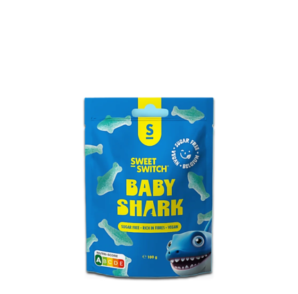 Син пакет с веган желирани бонбони без захар във формата на акули SWEET SWITCH BABY SHARK 100гр в MakSuit