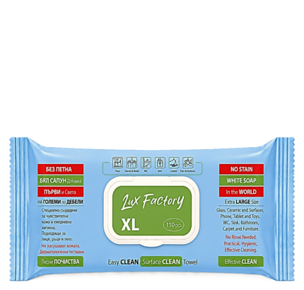 LUX FACTORY – мокри кърпи за почистване Сини XL 110бр