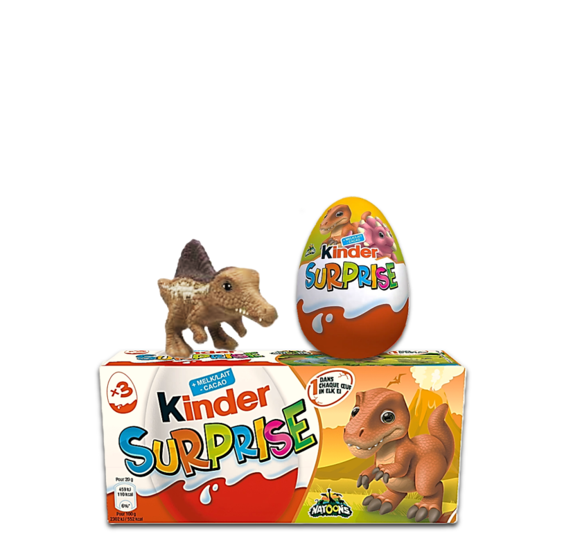 KINDER SURPRISE шоколадови яйца с играчка 3 броя NATTOONS динозаври